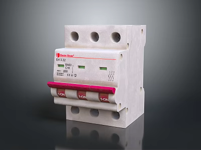 White Residual Current Device EL 30 With Red Button Green Indicators And Mounting Holes 3d model