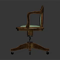 Wooden Frame Office Chair With Armrests Light Green Padded Seat And Backrest Star Shaped Base