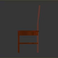 Red Wooden Chair With Slat Back Design And Straight Legs Classic Style