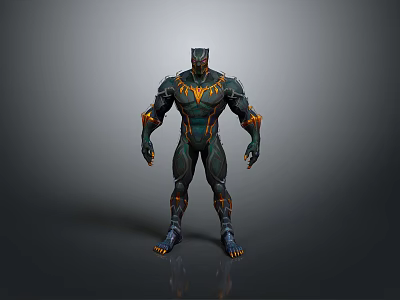 Futuristic Game And Movie Character With Green Armor And Orange Accents 3d model