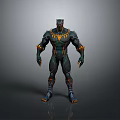 Futuristic Game And Movie Character With Green Armor And Orange Accents