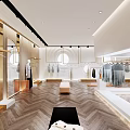 Modern Clothing Store Interior With Green Plant Arched Window And Clothing Displays
