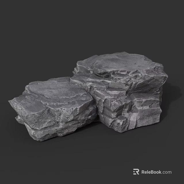 Natural Gray Textured Rocks Stacked With Rough Surface And Layered Structure 3d model 
