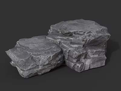 Natural Gray Textured Rocks Stacked With Rough Surface And Layered Structure 3d model
