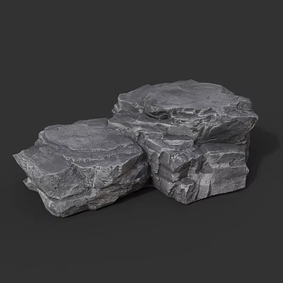 Natural Gray Textured Rocks Stacked With Rough Surface And Layered Structure 3d model