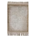 Square Fringed Area Rug in Light Neutral Shade with Soft Textured Weave Design