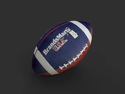 Professional BrandleMark USA Football With Blue White Red Design And Stitches 3d model