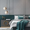 Modern background double bed combination 3d model