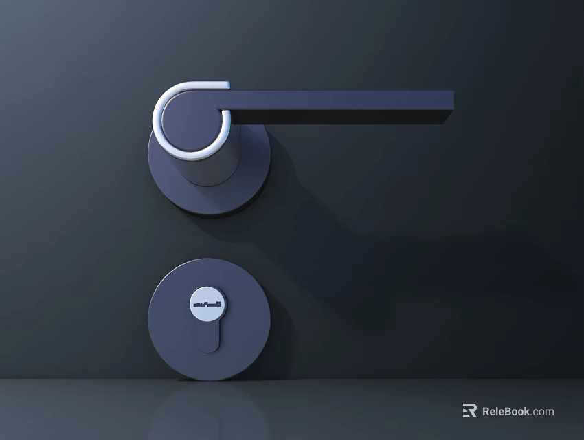 Sleek Modern Luxury Door Handle Featuring Metal Finish Long Lever And Circular Base 3d model 