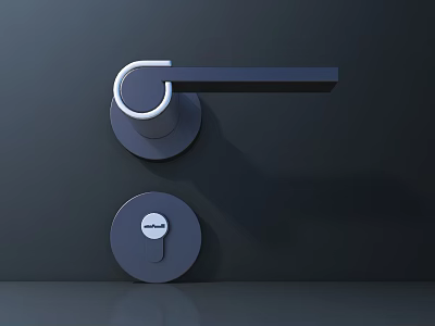 Sleek Modern Luxury Door Handle Featuring Metal Finish Long Lever And Circular Base 3d model