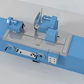 Blue Industrial Cylindrical Grinding Machine With Bed Control Panel And Grinding Components 3d model