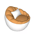 Single Sofa In Egg Shape With Orange Upholstery And White Cushion Design 3d model