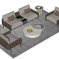 Modern Sofa And Coffee Table Set With Pillows Round Table And Area Rug 3d model