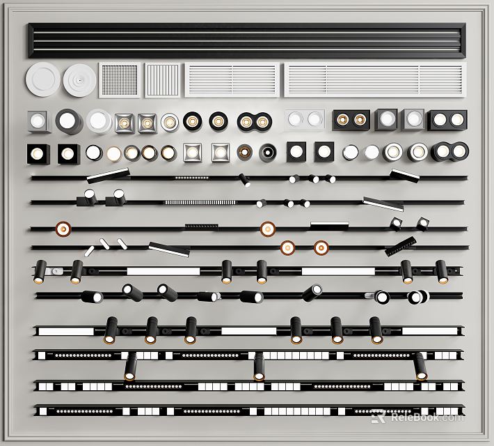 Various Downlights and Spotlights with Modern Design for Home Lighting Solutions 3d model 