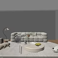Cozy Modern White Sofa Set Interior With Armchair Floor Lamp Coffee Table And Rug