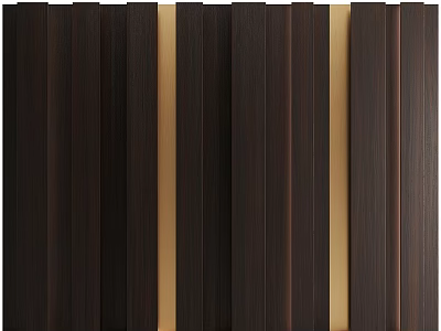 Modern Luxury Wooden Wall Decor With Vertical Panels And Gold Accents 3d model