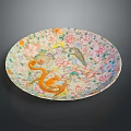 Decorative Carved Sculpture Plate Featuring Intricate Floral and Dragon Patterns Design