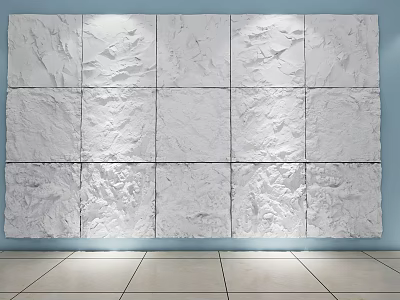 White Textured Wall Panels Arranged In Square Pattern With Light Blue Background 3d model