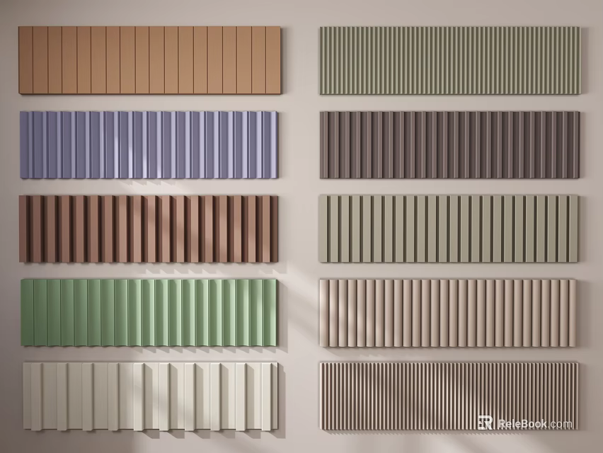 Various Colored Wall Panels With Different Designs And Textures For Interior Decoration 3d model 