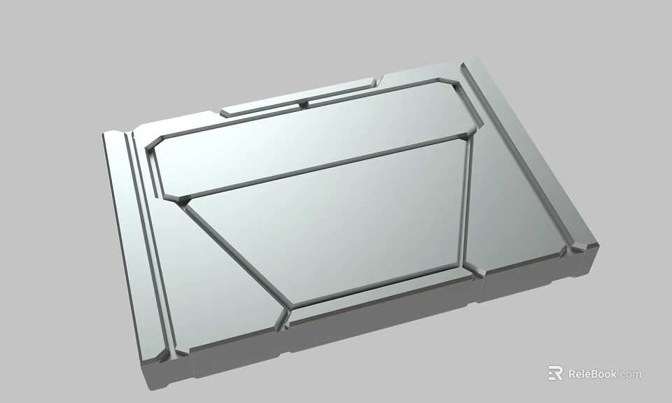 Metallic Square Panel With Symmetrical Geometric Contoured Edges And Smooth Surface 3d model