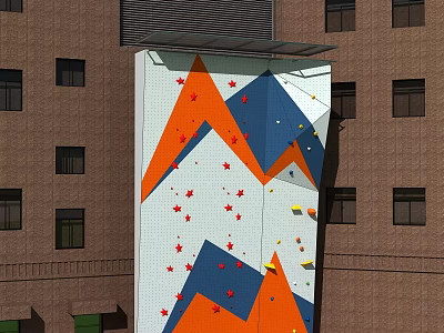 Outdoor Sports Equipment Colorful Climbing Wall On Building Exterior Wall 3d model