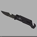 SOG Folding Knife With Black Handle Serrated Blade And Emblem Design