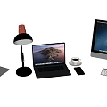 Modern Desktop and Laptop Computers with Scenic Screen Displays and Accessories