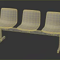Sleek Modern Three Seat Beige Bench With Metal Frame And Upholstered Seats