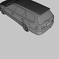 White Station Wagon Car With Sporty Red Black Rims And Front Headlights Design