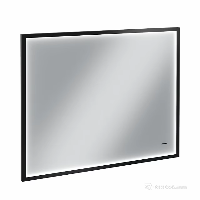 Modern Wall Mounted Mirror with Slim Black Frame and Sleek Contemporary Design 3d model 