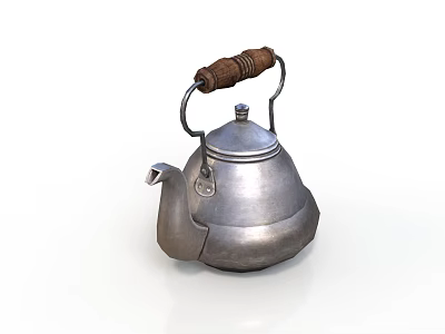 Realistic style stainless steel pot stainless steel wooden handle white background kitchen utensils high quality pot lid simple style metal texture 3d model