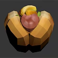 Low Poly 3D Hot Dog Model With Mustard Ketchup And Pickles