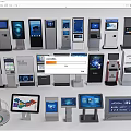 Public Facilities Modern Self Service Kiosks With Touchscreen Displays Information And Payment Terminals