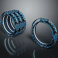 Modern Blue Chain Structured Tires On Dark Background With Reflective Surfaces 3d model