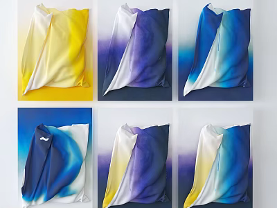 Colorful Fabric Wall Decor With Artistic Folded Cloth In Multiple Colors 3d model