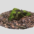 Rock Reef Stone Block Moss Stone Leaves Leaves Pile Leaves Stump 1 3d model