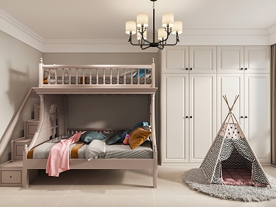 American Children's Room Bedroom with Piano with Bed model