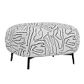 Stylish Round Stool With Black And White Abstract Pattern And Thin Black Legs 3d model