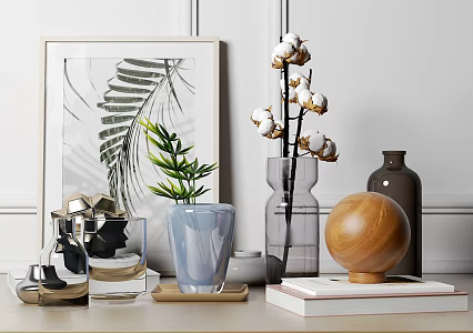 Modern Ornaments Combination Simple Flora Vase Ornaments 3d model