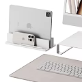 Modern Home Office Electronic Devices Setup With Monitors Tablet Headphones And Accessories