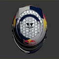Weapon Helmet Red Bull Gives You Wings Silver Blue Metallic Reflective Design