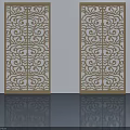 Elegant Swing Doors With Intricate Hollow Out Patterns And Smooth Surface 3d model