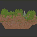 Scenic Mountain Landscape with Red Rock Formations Verdant Trees and Traditional Pavilions