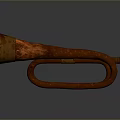 Vintage Copper Colored Horn with Curved Design and Rustic Texture as Practical Household Item