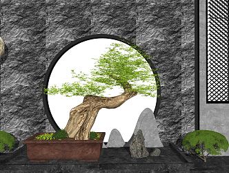 New Chinese landscape sketch Zen courtyard landscape 3d model