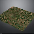3D Topographic Terrain Model Featuring Green Vegetation Mountain Ranges And Plains