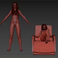 Two Women Posing in Bikini Standing and Sitting on Lounge Chair