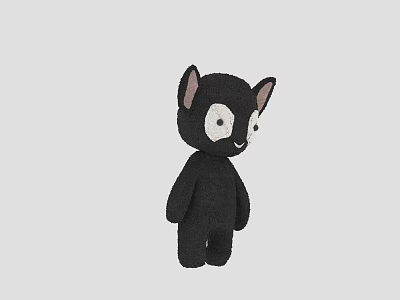 Cute Black Cat Shaped Plush Toy With White Eyes And Ears Design 3d model