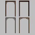 Four Traditional Wooden Door Frames With Carved Patterns And Different Finishes