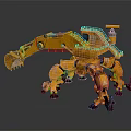 Yellow Multi legged Mechanical Industrial Robot With Excavator Arm And Control Cabin Design